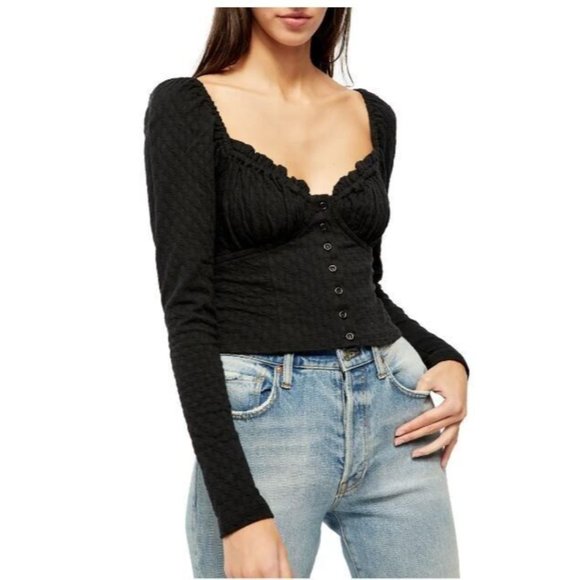 Free People Tops - Free People Women's Ladybug Long Sleeve Top In Black Medium MSRP $68